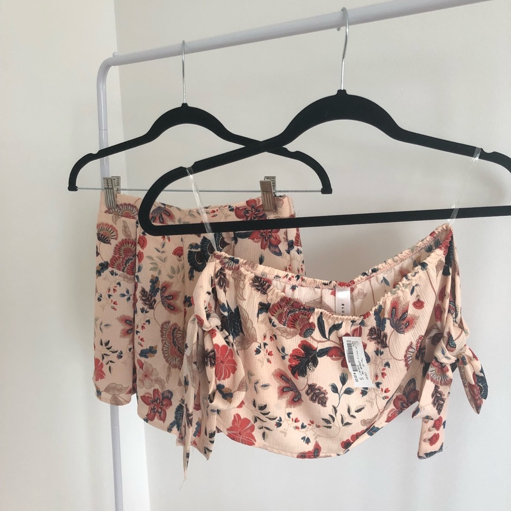 New! Blush Floral Off the Shoulder Set
